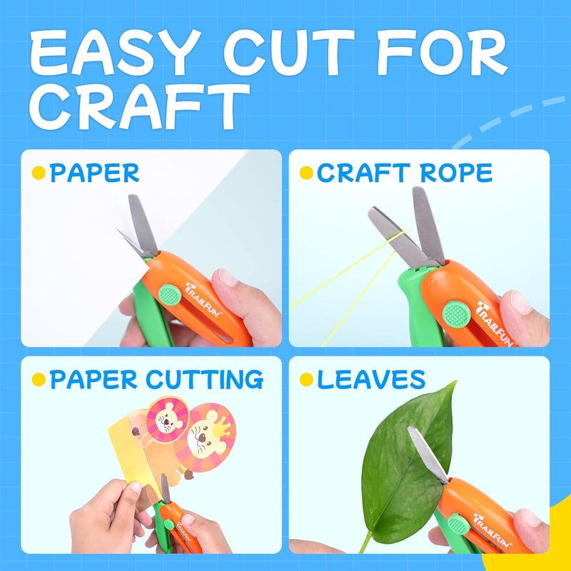 trailfun Retractable Safety Scissors for Kids, 3Pcs Scissors for Toddler Ages 3 4 5 6 7, Cute Small Art Crafts Cutting Tools - Image 2